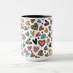 Caneca Dia dos namorados colorido corações fofos