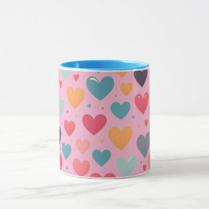 Caneca dia dos namorados corações coloridos