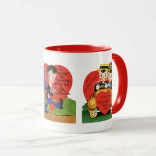 Caneca Dia dos Namorados Fofo Vintage, Kitsch Retrô dos A