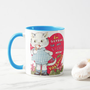 Caneca Dia dos Namorados Retrô Gato Antigo Comendo Sorvet