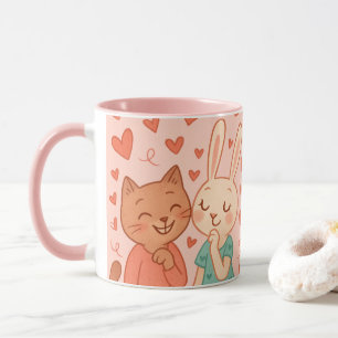 Caneca Dia dos Namorados Rosa Fofo Amor