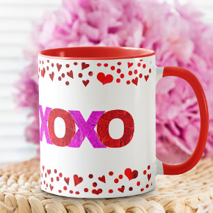 Caneca Dia dos namorados vermelho & cor-de-rosa bonito,