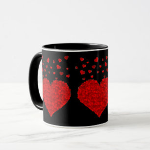Caneca Dia dos Namorados Vermelho Elegância Preta-Preta