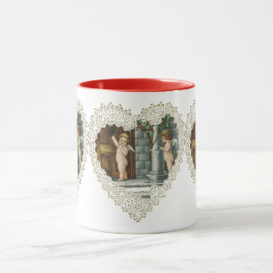 Caneca Dia dos Namorados Vitoriano, Anjos Vintage com Car