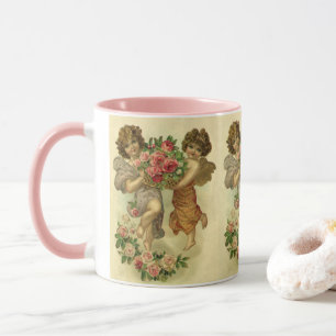 Caneca Dia dos Namorados Vitoriano Antigo, Anjos Rosas
