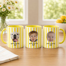 Caneca Dia dos Pais 3 Fotos do Bebê Amarelo Person