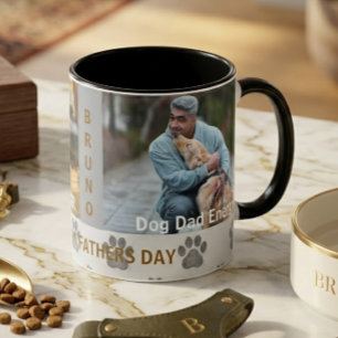 Caneca Dia dos Pais Amante de Animais Personalizar Nome f