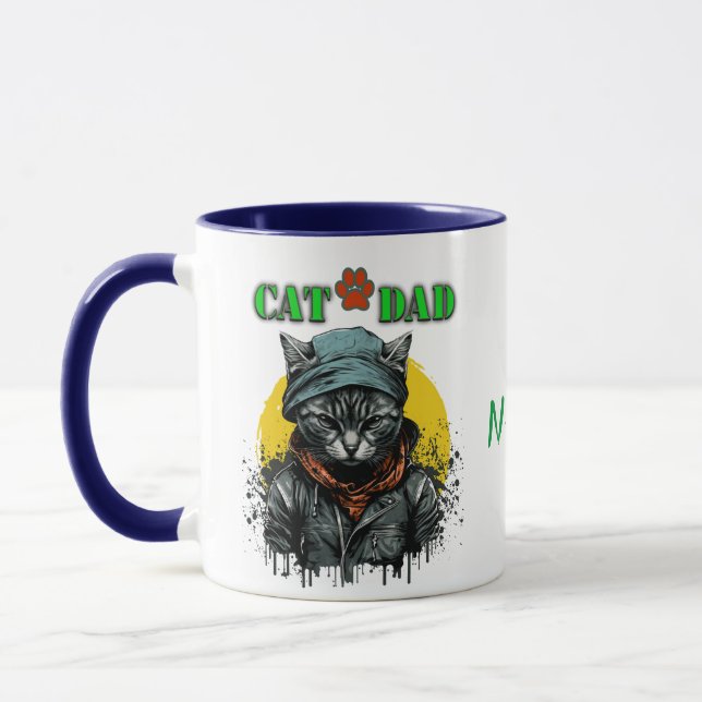 Caneca Dia dos Pais - GATO PAI. Nome/mensagem editável (Esquerda)