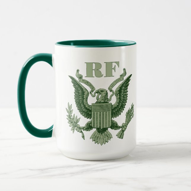 Caneca Dia dos Pais Golfe Pai Verde Águia Crista Monogram (Esquerda)