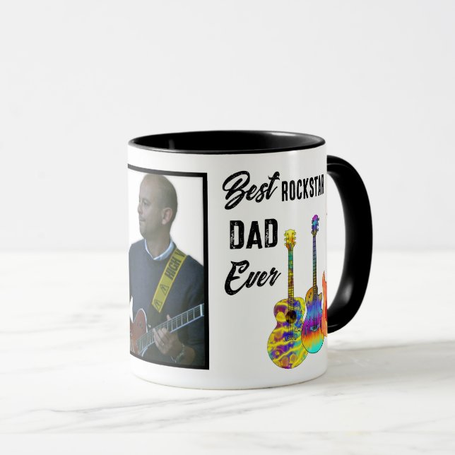 Caneca Dia dos Pais Guitarra Pai Foto (Frente Esquerda)