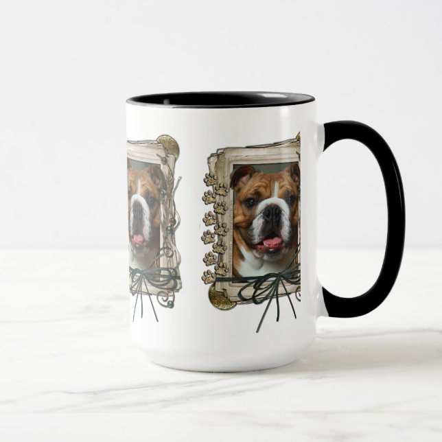 Caneca Dia dos pais - patas de pedra - buldogue (Direita)