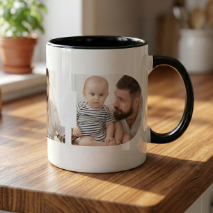 Caneca Dia dos Pais Tipografia de Recorte "Pai" com 3 Fot