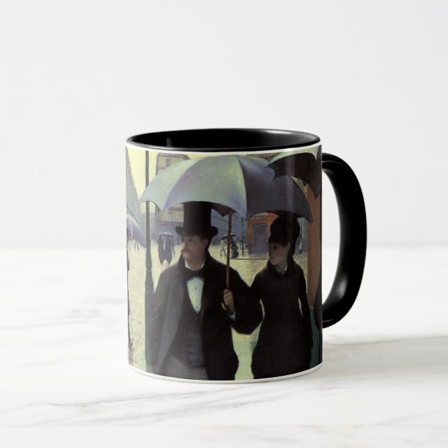 Caneca Dia Rainy da Rua Paris por Gustave Caillebotte (Frente Esquerda)