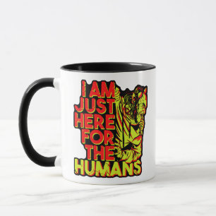Caneca Diabo Assustador de Halloween Aqui pelos Humanos