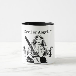 Caneca Diabo ou anjo - Vintage Black & White Coffee Cup