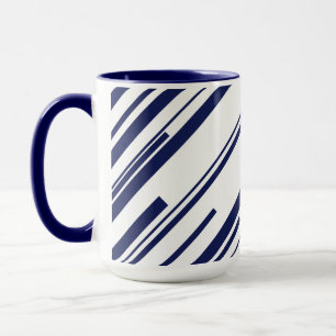 Caneca Diagonais em Azul e Branco