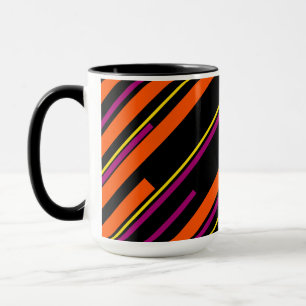 Caneca Diagonais - Preto, Rosa, Laranja e Amarelo