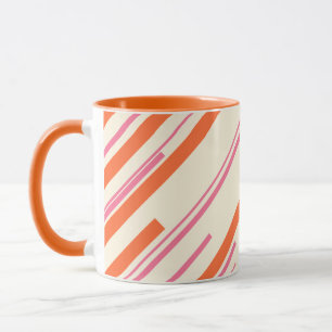 Caneca Diagonais - Rosa, Laranja e Creme