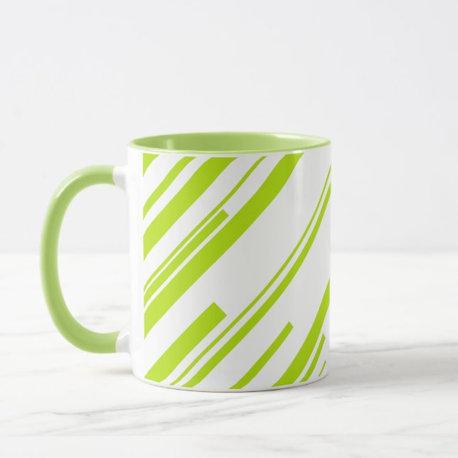 Caneca Diagonais - Verde limão e branco (Esquerda)