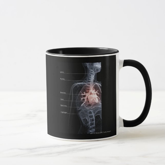 Caneca Diagrama do sistema respiratório e do coração (Direita)