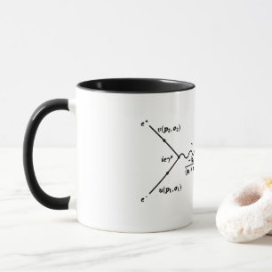 Caneca diagrama Feynman, dispersão de pósitrons de elétro