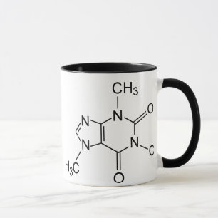 Caneca Diagrama Químico da Molécula de Cafeína