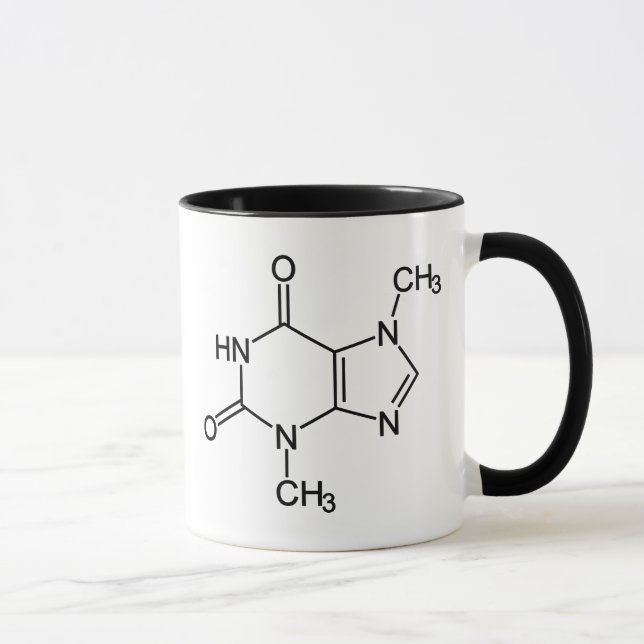 Caneca Diagrama Químico da Molécula de Teobromina do Choc (Direita)