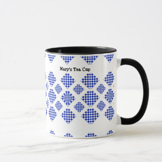 Caneca Diamante Azul Branco Verificado