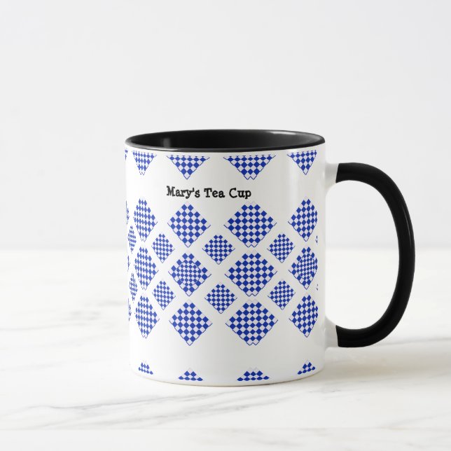 Caneca Diamante Azul Branco Verificado (Direita)