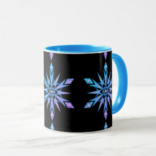 Caneca Diamante azul roxo preto meio século floco de neve