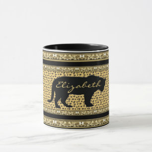 Caneca Diamante e Leopardo com Nome Mug