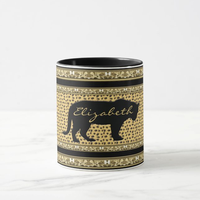 Caneca Diamante e Leopardo com Nome Mug (Centro)