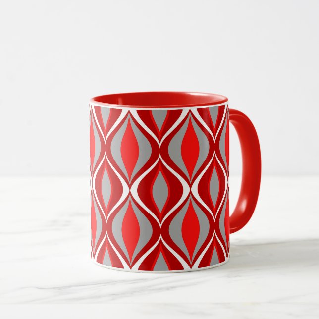 Caneca Diamantes Modernos do Século médio, Vermelho e Cin (Frente Esquerda)