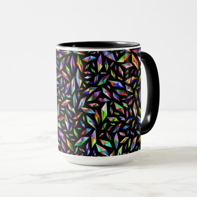 Caneca Diamantes multicoloridos abstratos modernos sobre  (Frente Esquerda)