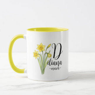 Caneca Diana – March Birth Flower Daffodil, Pretty Floral