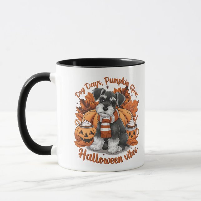 Caneca dias de cão. abóbora brilha. vibrações de hallowee (Esquerda)