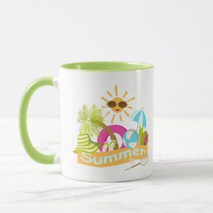 Caneca Dias de férias na praia sorridentes de sol nos ócu