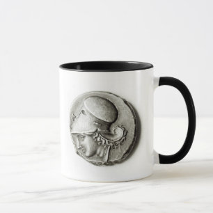 Caneca Didrachma de Heracles: Athena de descrição anver