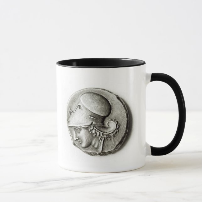 Caneca Didrachma de Heracles: Athena de descrição anverso (Direita)