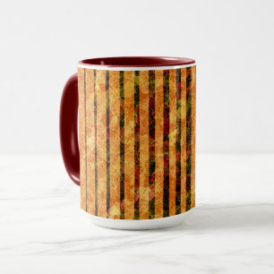 Caneca Diferentes faixas de laranja, pequenos quadrados a