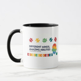Caneca Different Minds Amazing Abilities Awareness Art