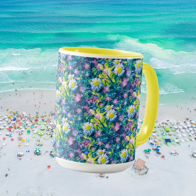 Caneca Digital Nature Floral, Daisy  Azuis (Criador carregado)
