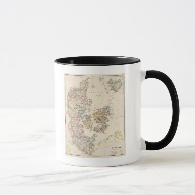 Caneca Dinamarca com mapa de entrada da Islândia (Direita)