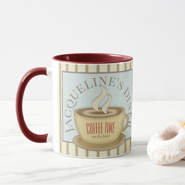 Caneca Diner de Café Personalizado do Estilo Retroativo (Com Donut)