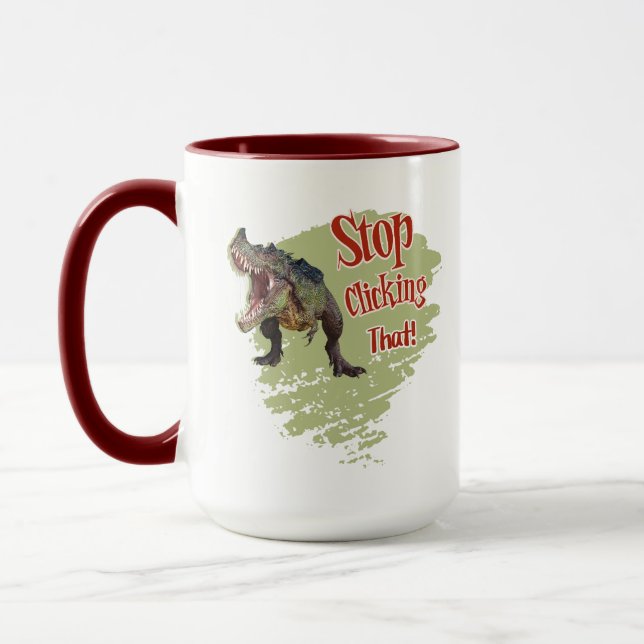 Caneca Dino Divertido Pare de Clicar (Esquerda)