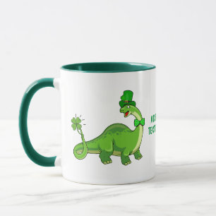 Caneca Dino Sauropode Trevo da Sorte do Dia de São Patríc