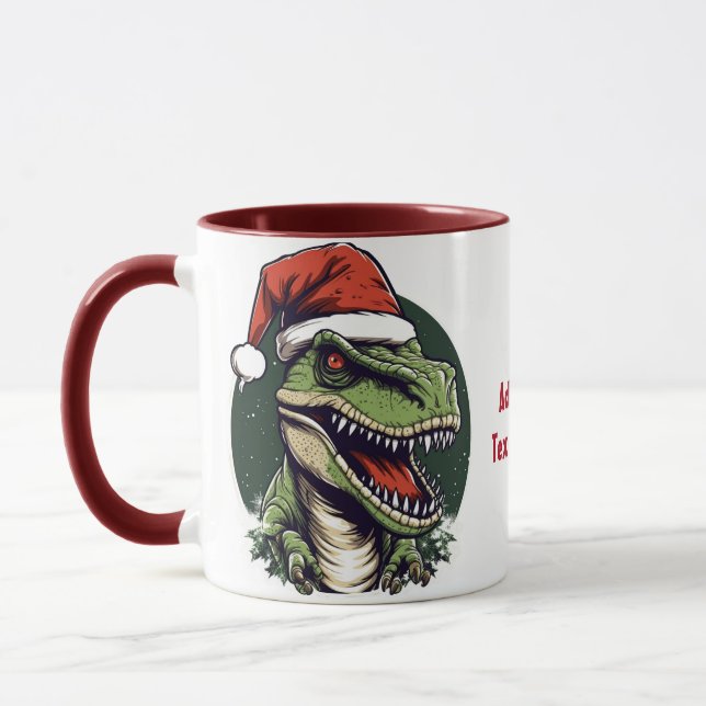 Caneca Dinossaur Rex Santa Hat Festa de Natal Encantada (Esquerda)