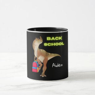 Caneca Dinossauro amigável com mochila "Voltar à escola"