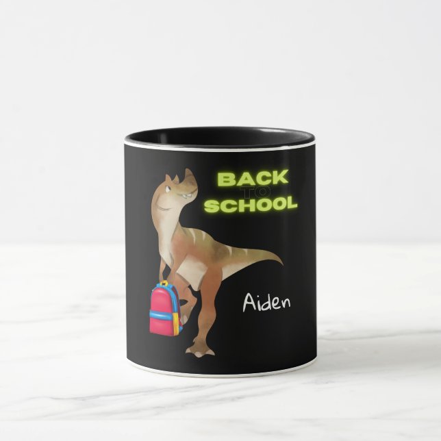 Caneca Dinossauro amigável com mochila "Voltar à escola" (Centro)