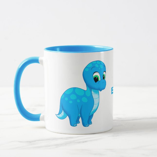 Caneca Dinossauro Brontossauro Azul Cujo Bebê (Esquerda)
